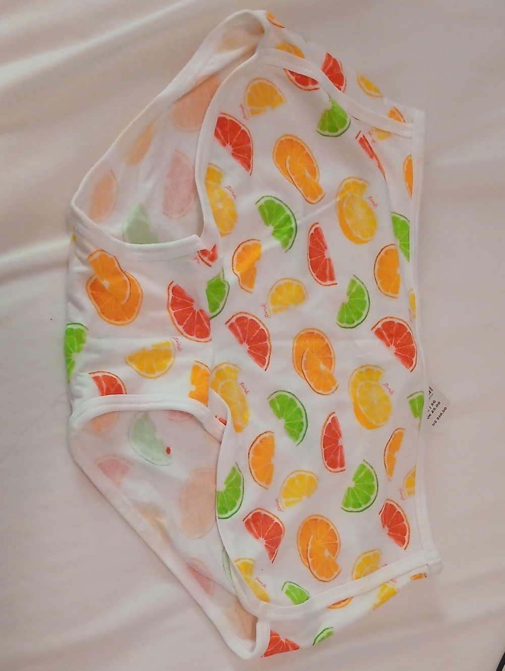 Womens Citrus Print Underwear- White with Orange, Yellow & Green